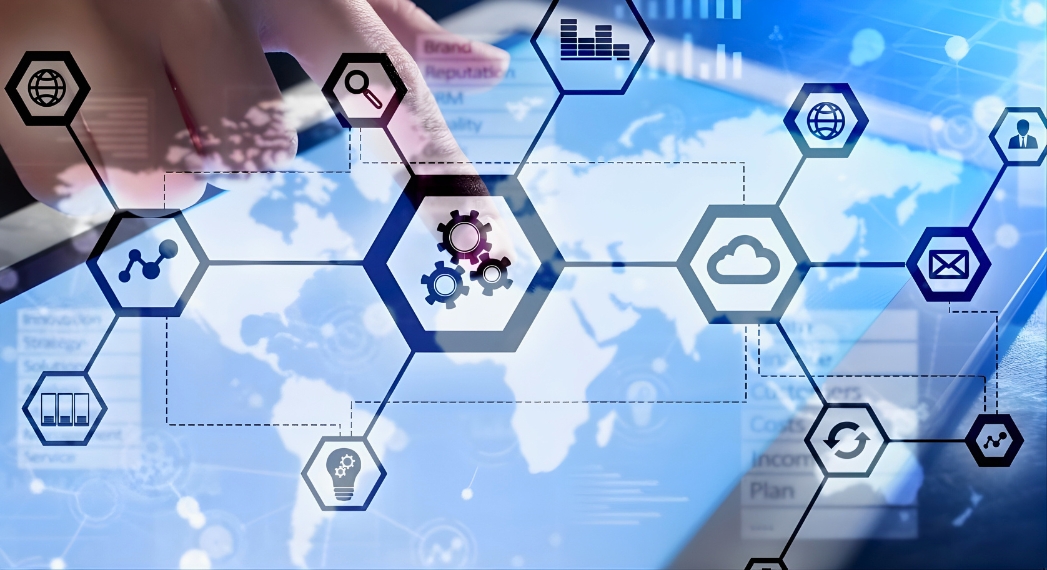 Industrielle Netzwerke Icons zum industriellen Netzwerk