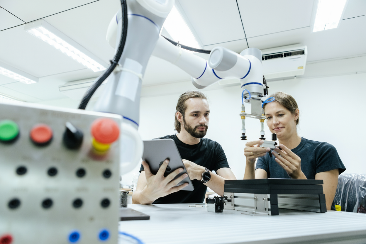 Zwei Elektroniker bei der Ausbildung